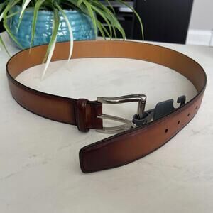 NWT Magnanni Carbon Leather Belt - 1121 - Cognac Brown - Size 34